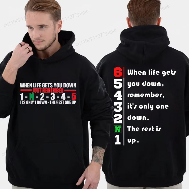 Motorcycle Gear Hoodie - Mens 1 Down 6 Up Motorcycle