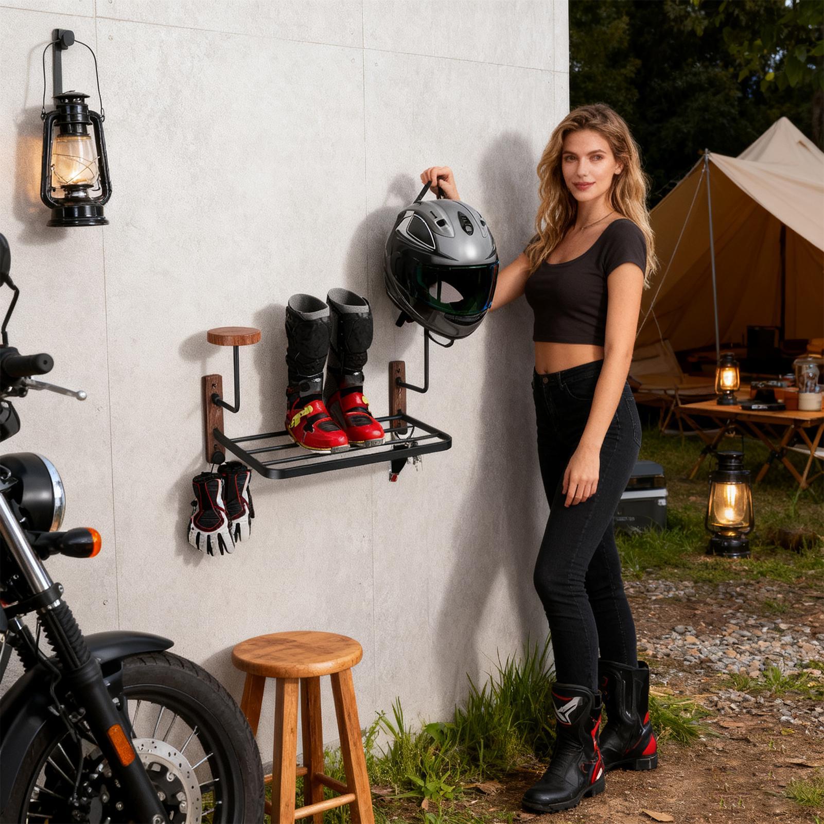Rustic Motorcycle Helmet Holde - Motorcycle Gear Garage Storage 评论和价格