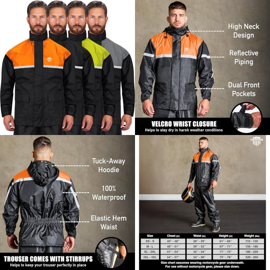 Waterproof Motorcycle Rain Sui - Motorcycle Gear Hoodie 评论和价格