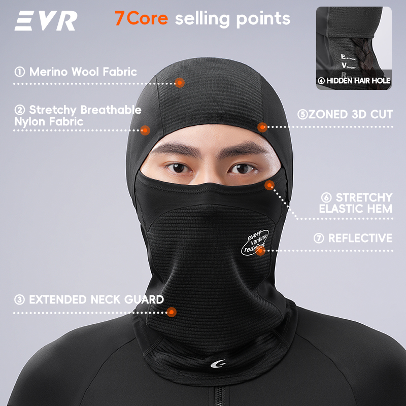 EVR Winter Wool Face Mask Neck - Motorcycle Gear Mens 评论和价格